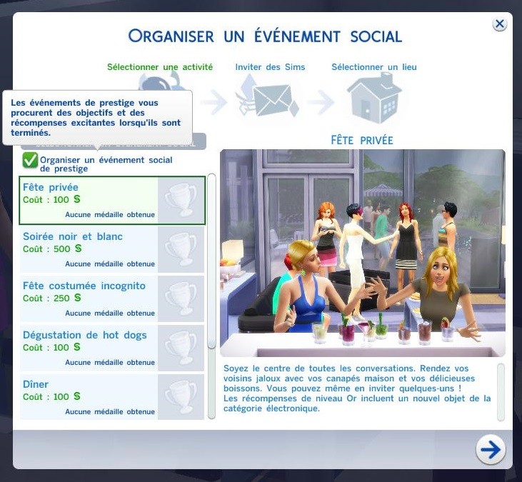 Sims 4 - évènement prestige
