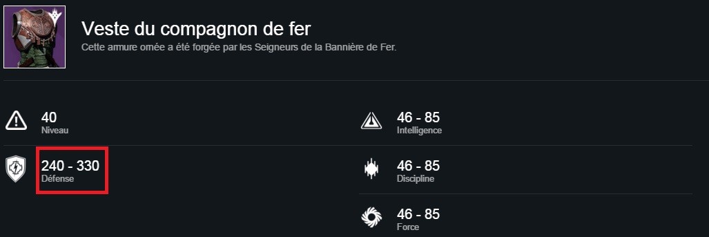 Destiny veste du compagnon de fer