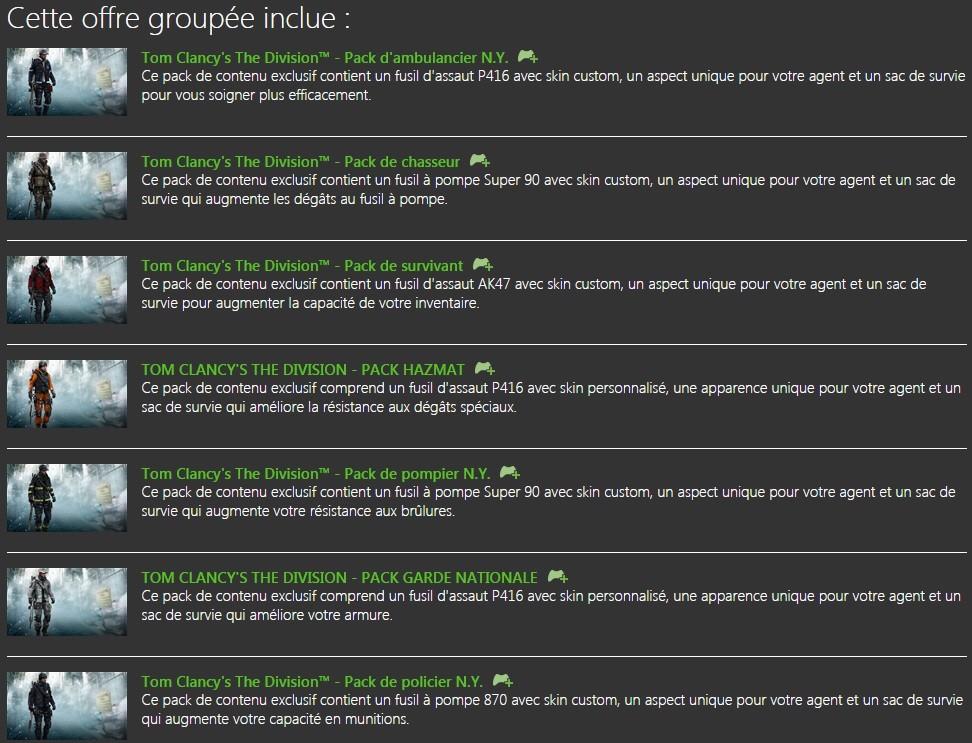 The Division Season Pass 7 packs de contenu offerts sur Xbox