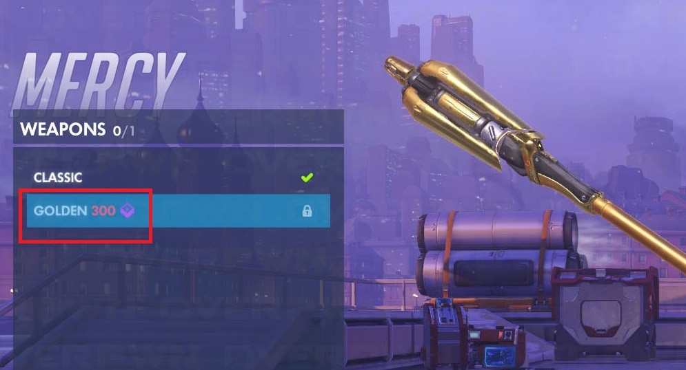Overwatch arme dorée cout