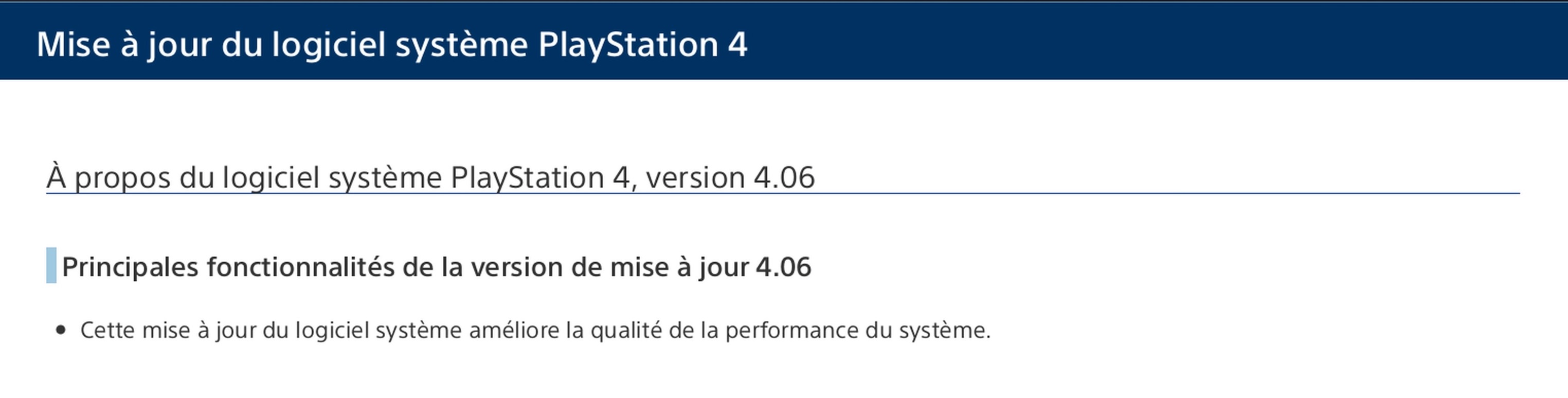 ps4 mise à jour 4.06