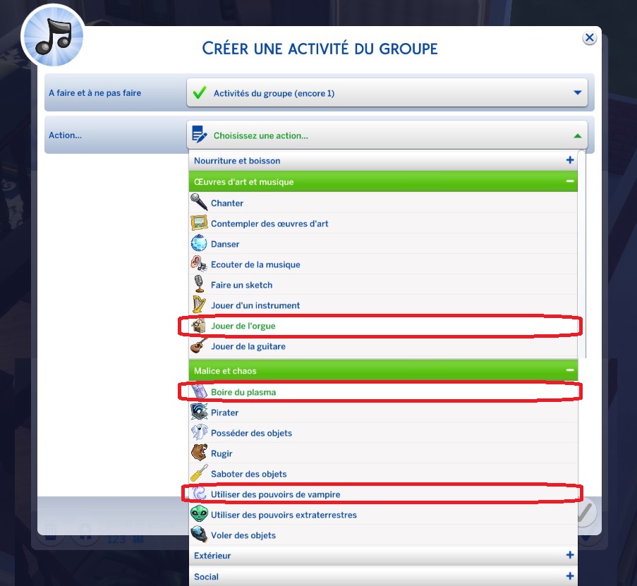 les sims 4 vampires nouvelle règle groupe orgue