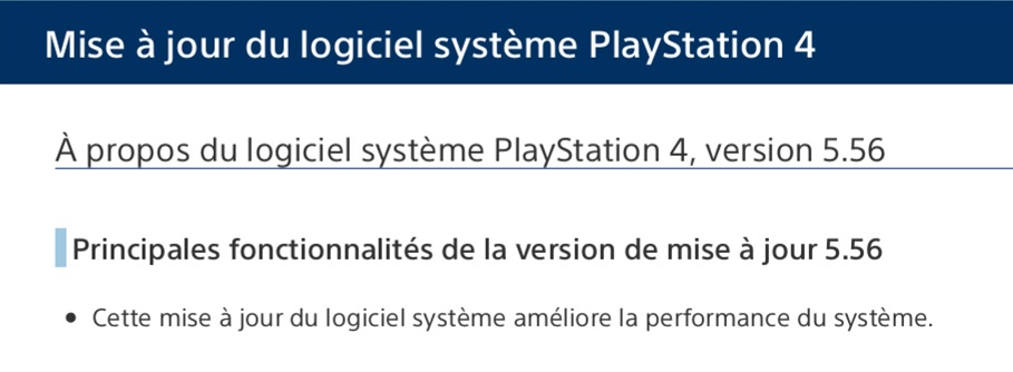 mise à jour systeme PS4 5.56