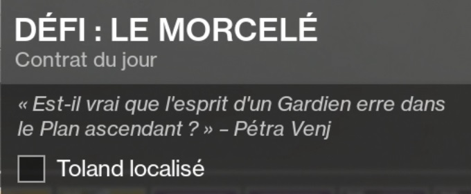 Destiny 2 ou est Toland
