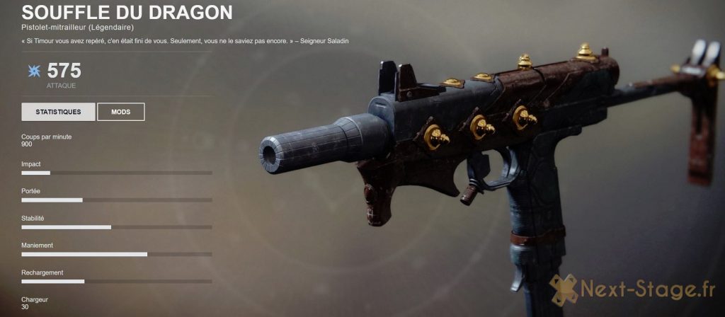 destiny Bannière de fer pistolet mitrailleur
