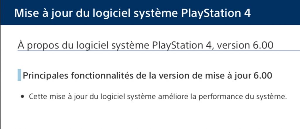 playstation 4 mise à jour 6.0