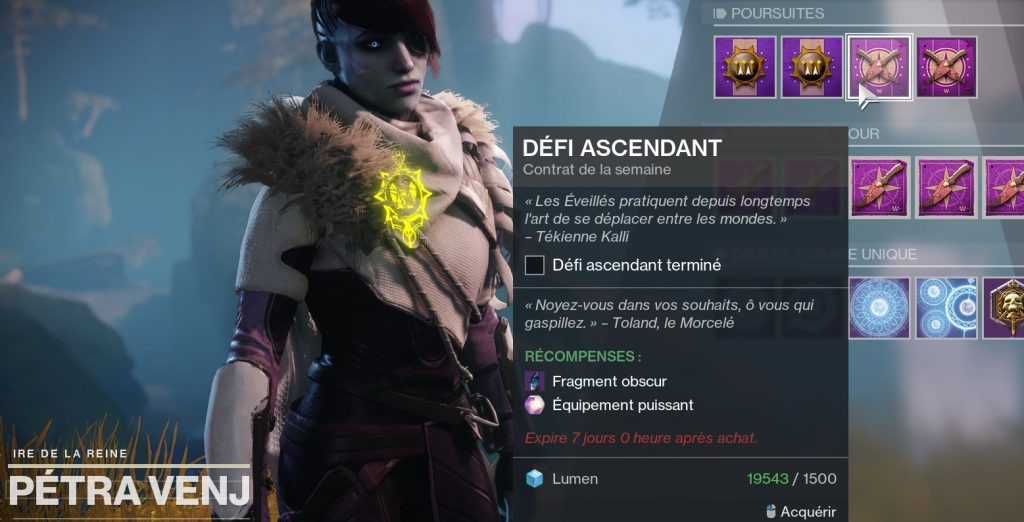 Destiny 2 défi ascendant semaine 5