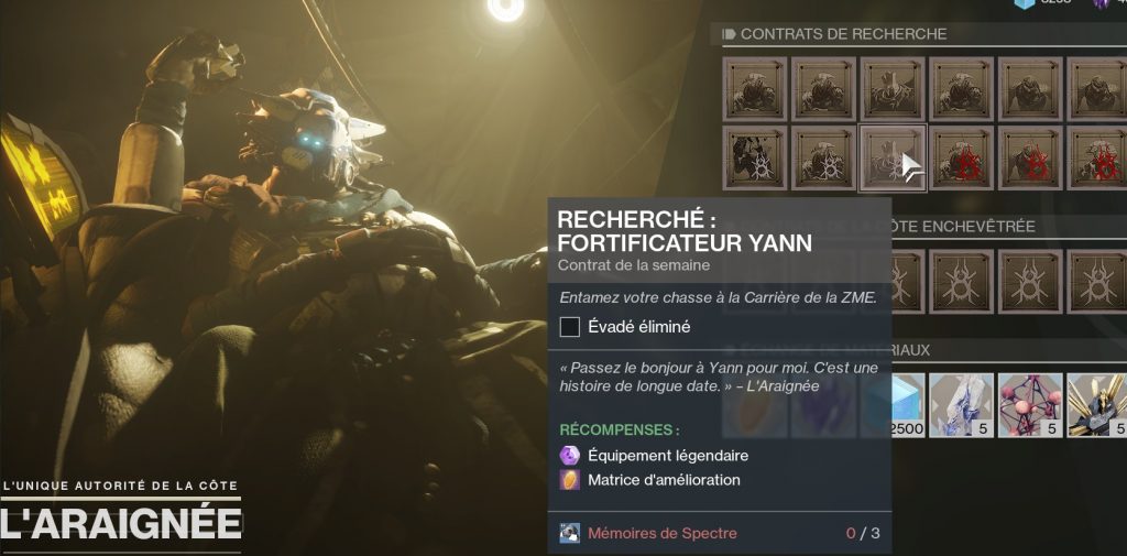 destiny contrat recherché yann