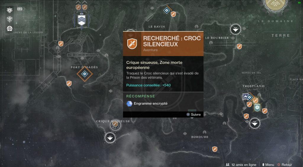 destiny 2 où est le croc silencieux