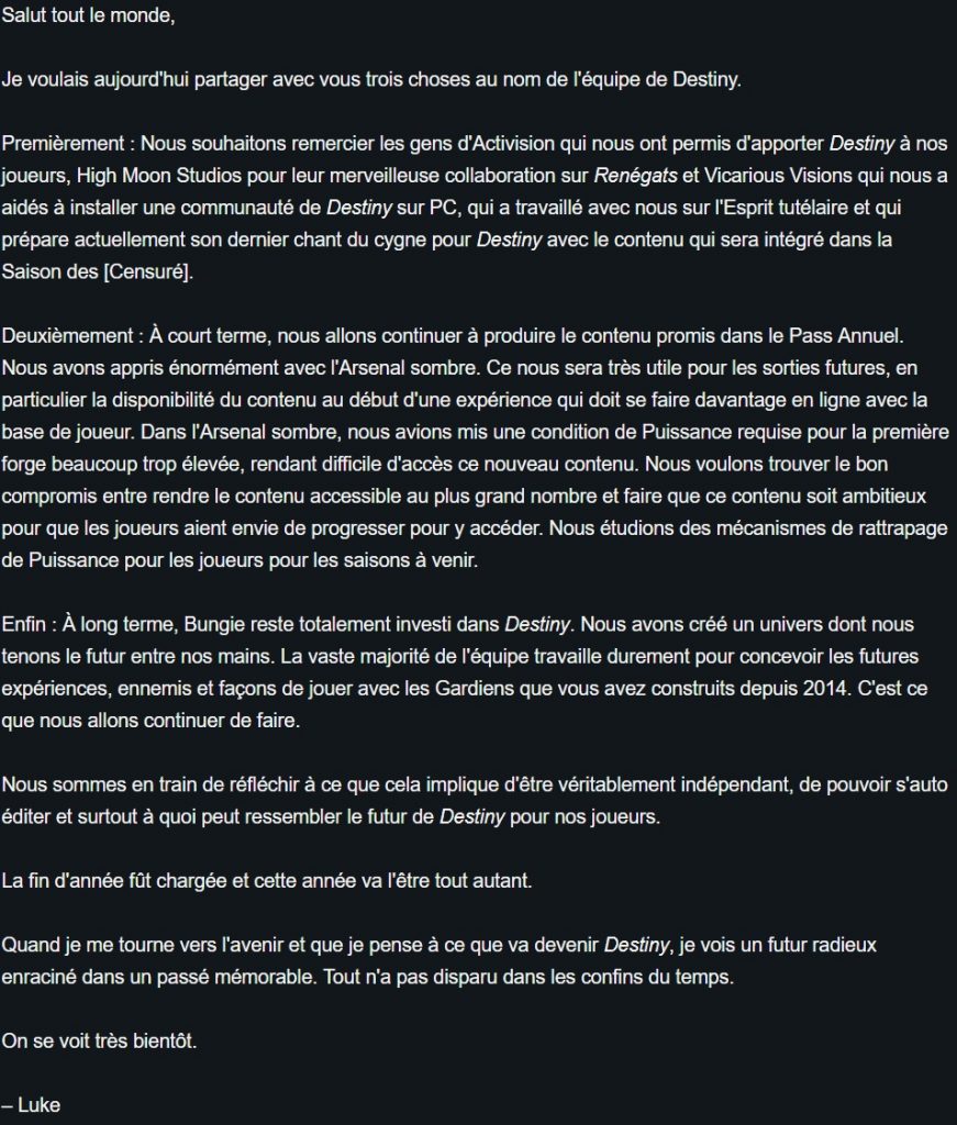 destiny message luke smith
