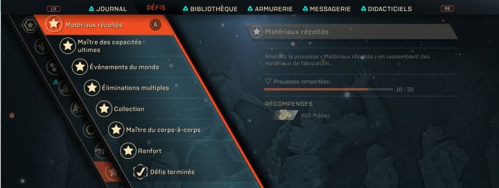 Anthem guide défis