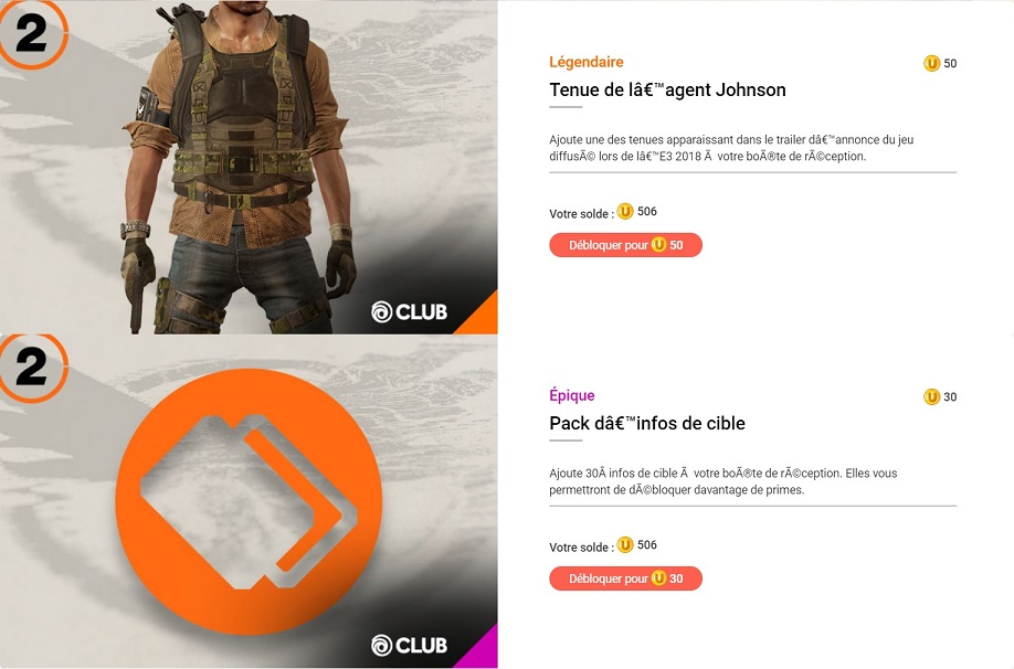 the division 2 récompenses