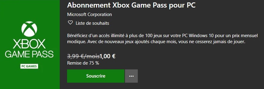 xbox game pass PC prix abonnement