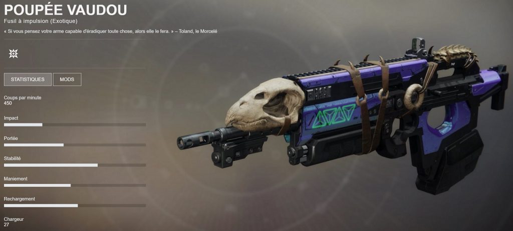 destiny 2 poupée vaudou stats
