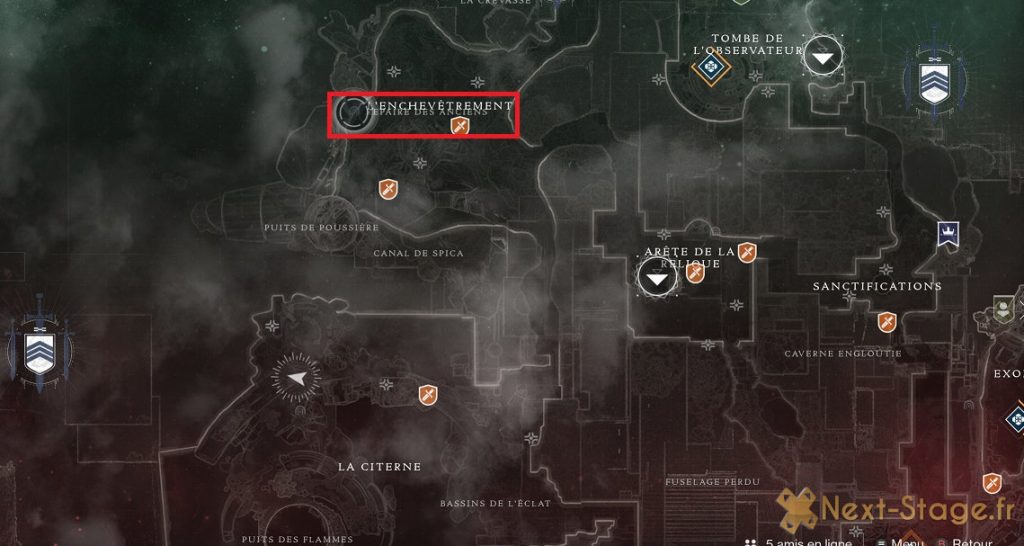destiny secteur oublié repaire des anciens l'enchevetrement