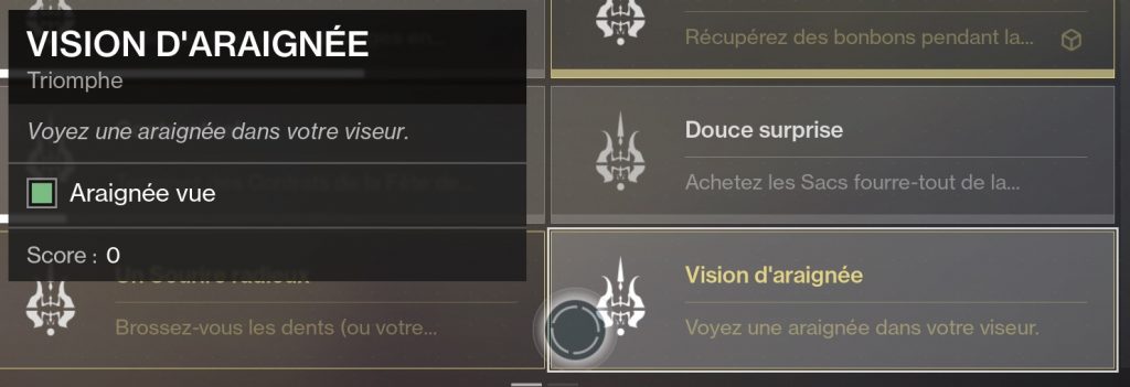 destiny 2 triomphe vision d’araignée