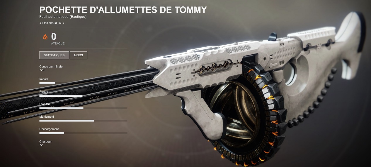 destiny 2 POCHETTE D'ALLUMETTES DE TOMMY