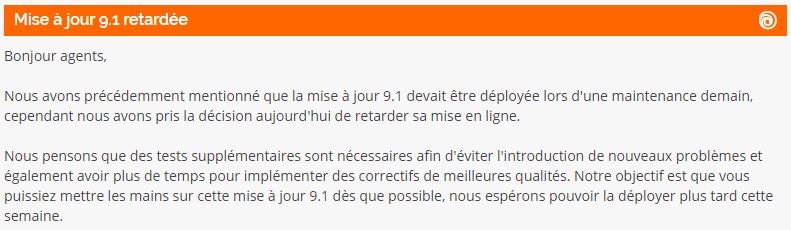 retard mise àjour 91