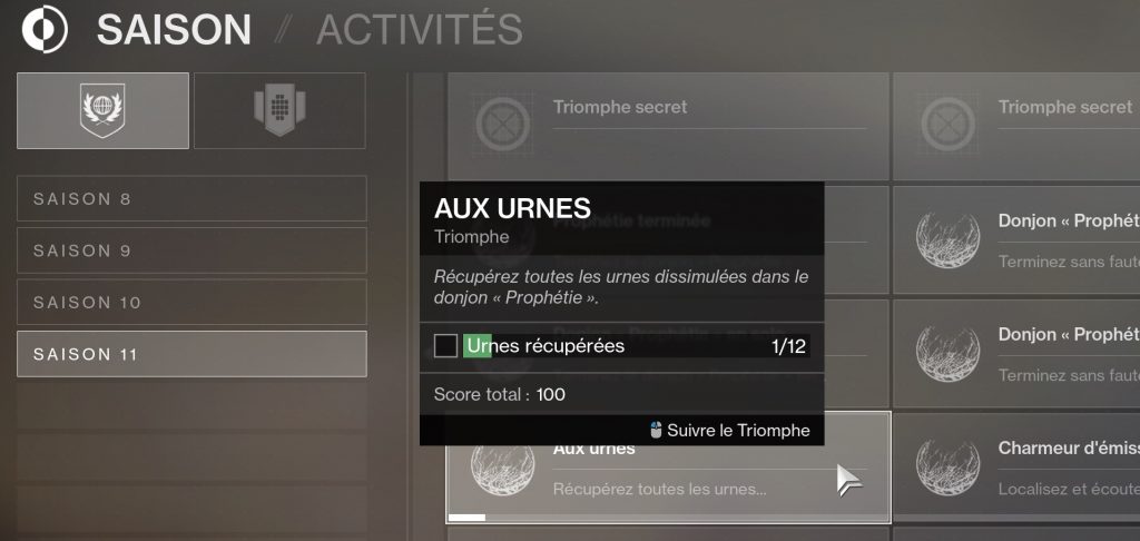 destiny 2 donjon prophétie urnes
