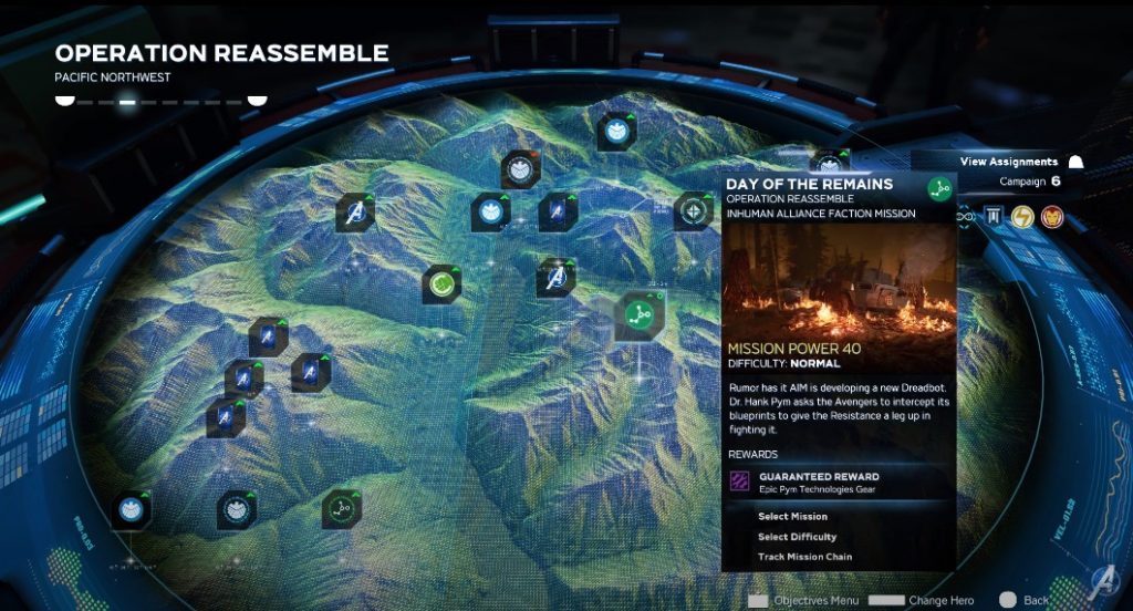 marvel avengers missions arzone selection