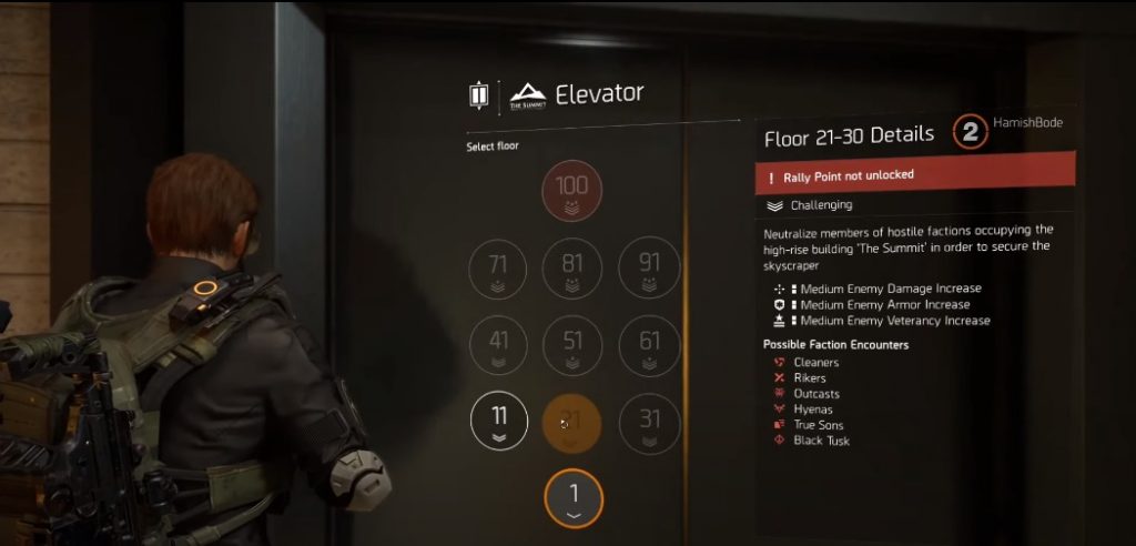 the division 2 ascenseur