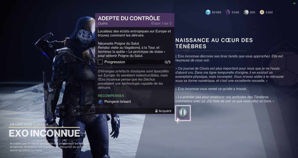 destiny 2 adepte du controle éclats entropiques