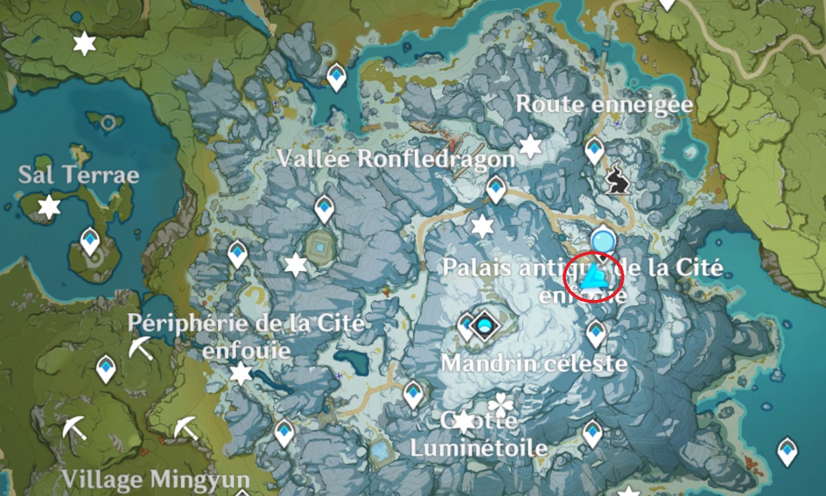 Genshin Impact Salle secrète du Palais Antique Positions des 8