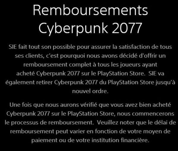 remboursement cyberpunk 2077