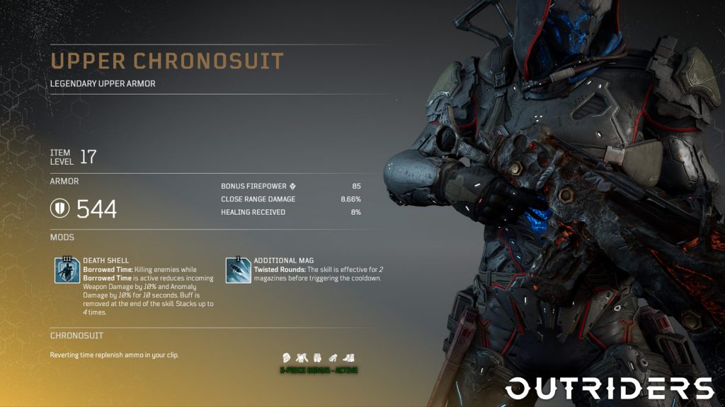 outriders armure légendaire chronosuit