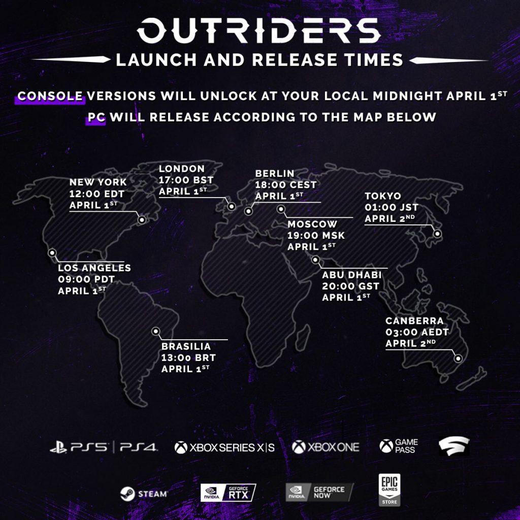 outriders heure de lancement