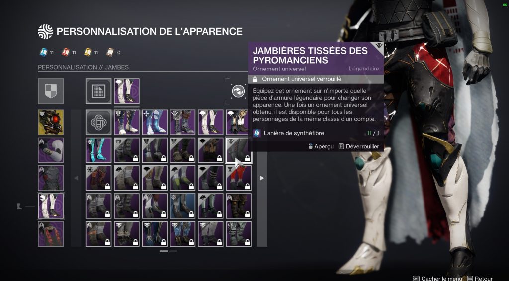 destins 2 perso apparence menu
