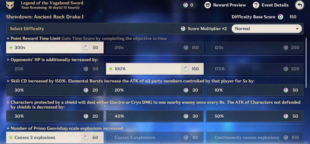 genshin impact modificateur difficulté