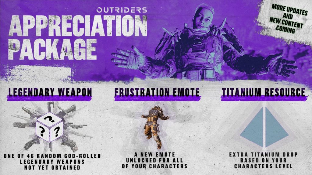 outriders pack compensation