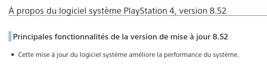 ps4 mise à jour firmware 8.52