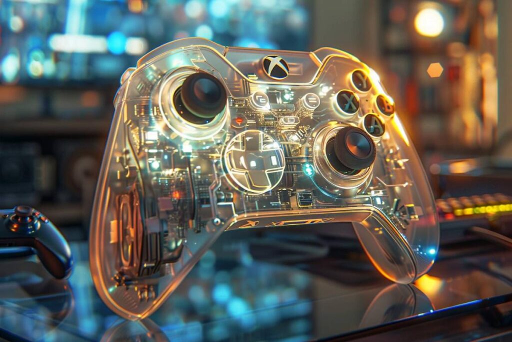 Microsoft dévoile une manette transparente rappelant l'ère de la Xbox originale