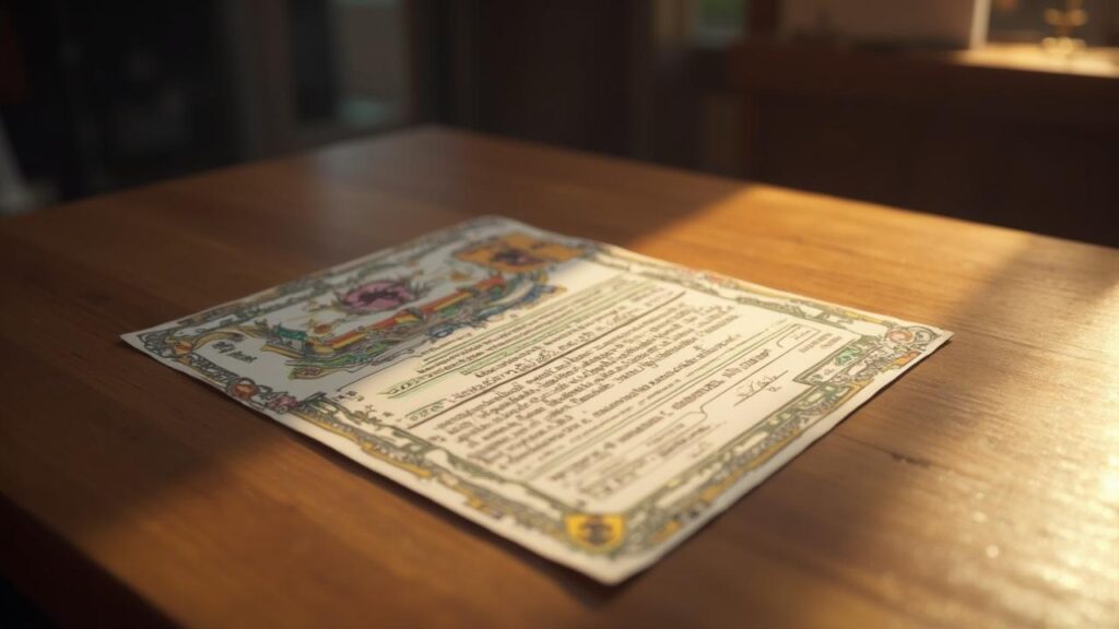 Image d'une carte postale manuscrite ancienne sur une table en bois.