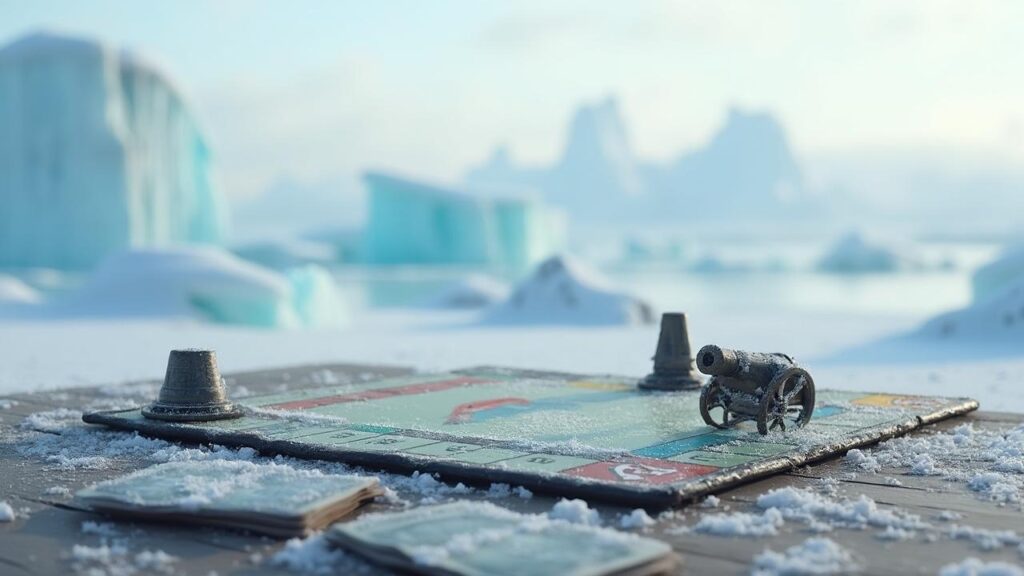 Plateau de jeu de stratégie recouvert de glace et de neige