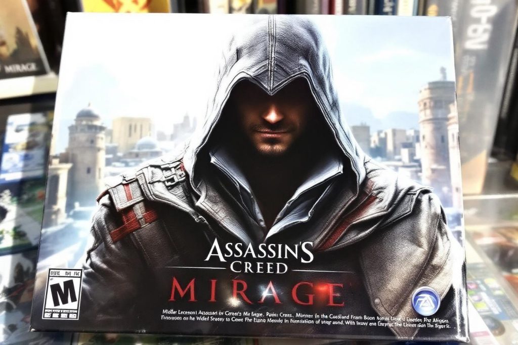 Jeu vidéo Assassin's Creed Mirage avec personnage encapuchonné