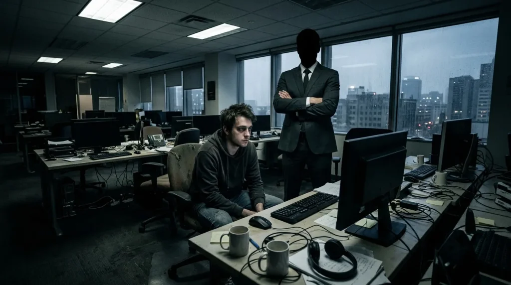 Patron supervisant un employé dans un bureau moderne