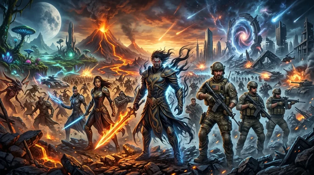 Guerriers magiques et soldats modernes s'affrontent dans un chaos apocalyptique