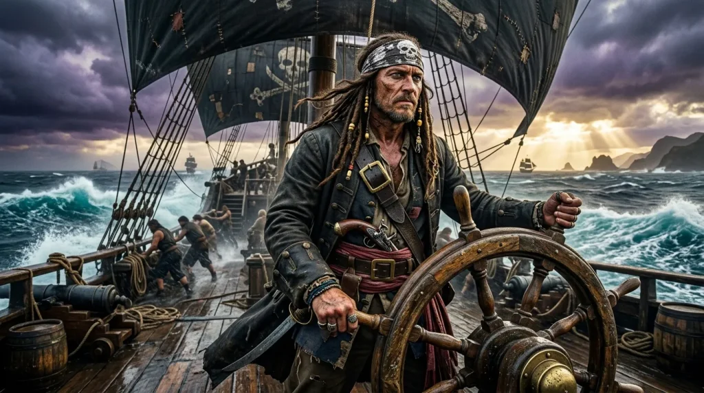 Pirate commandant son navire en haute mer