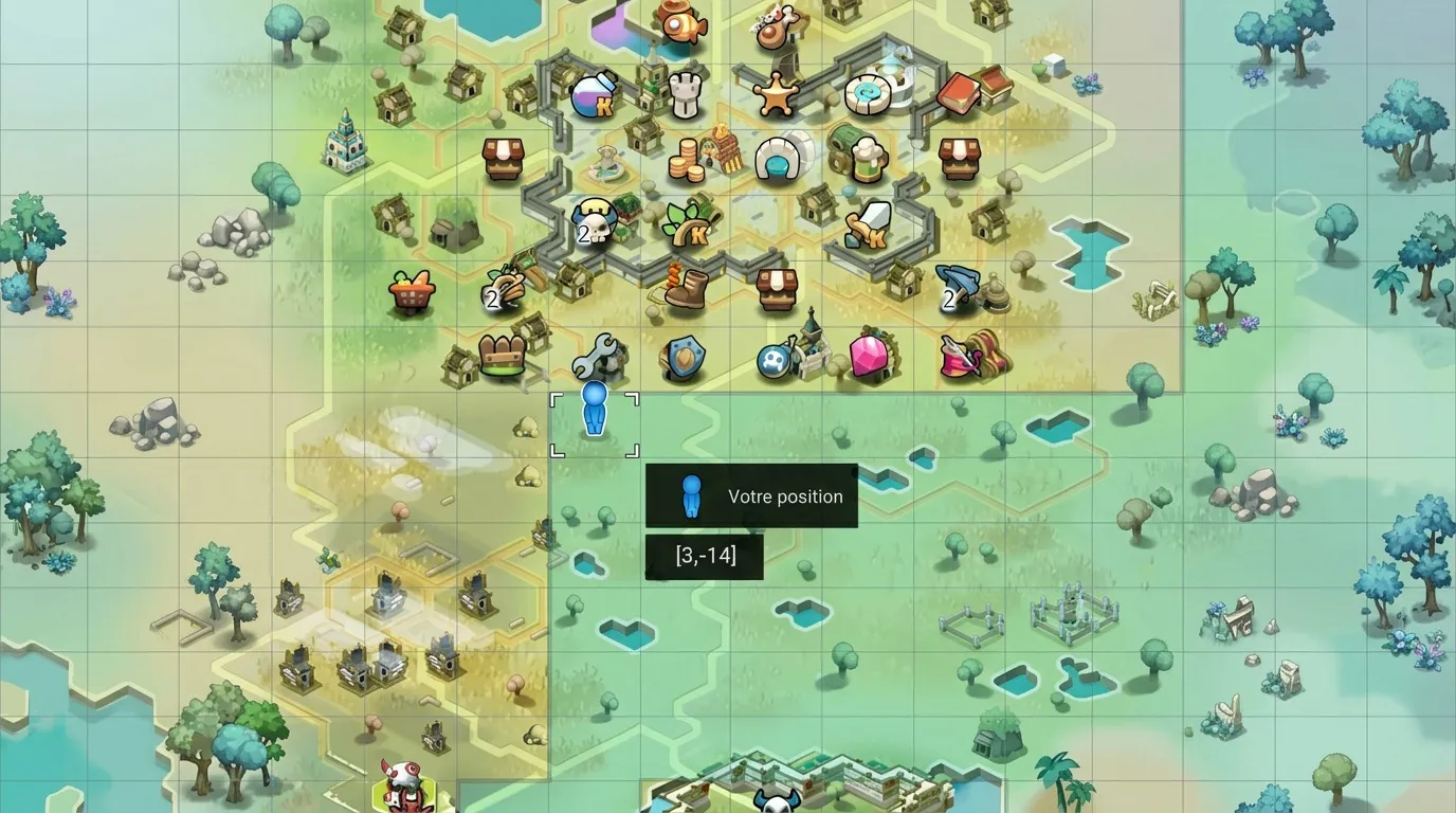 Vue aérienne d'une ville de jeu avec bâtiments et ressources