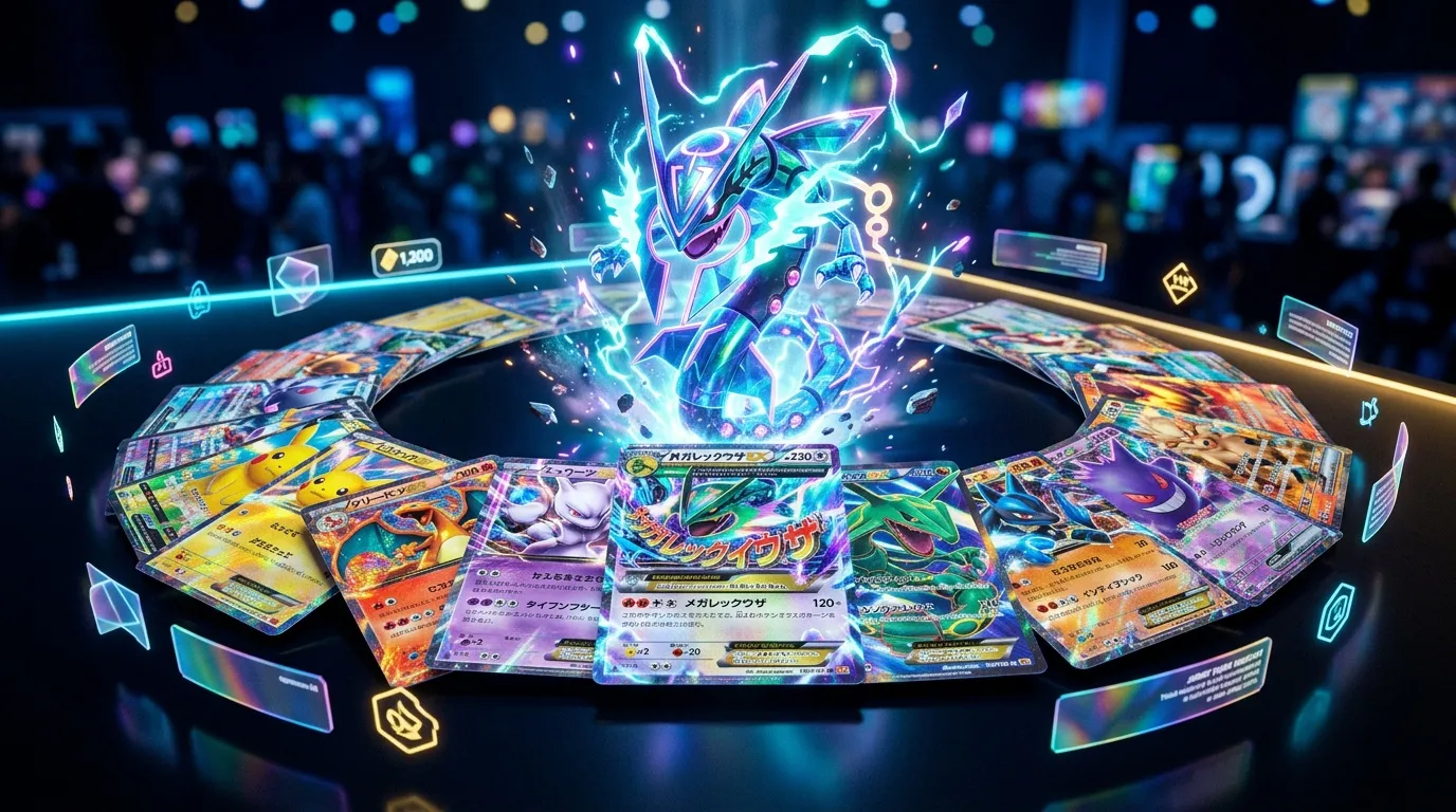 Cartes Pokémon brillantes avec effet néon et électrique central