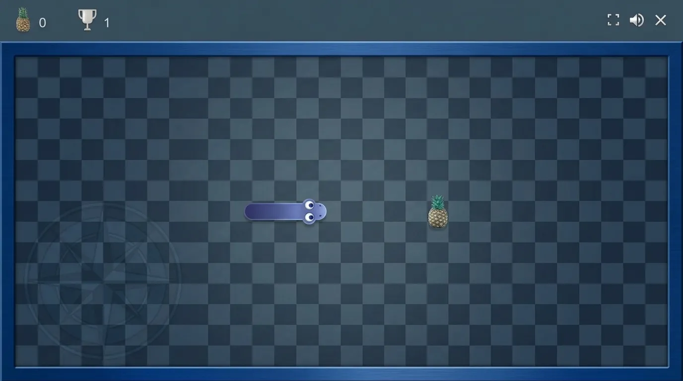 Personnage bleu poursuivant un ananas sur plateau jeu