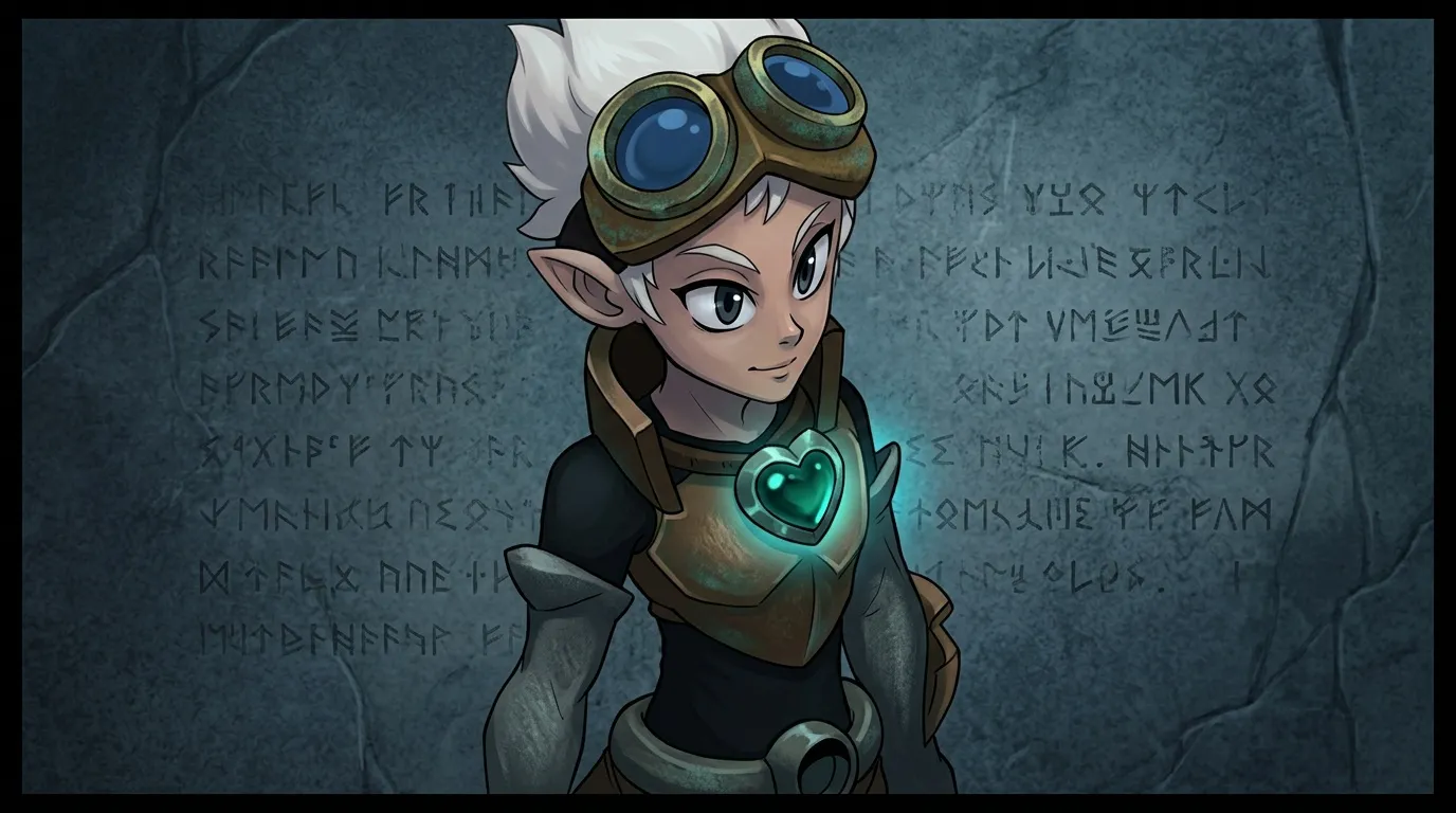 Personnage anime aux goggles steampunk et cœur brillant