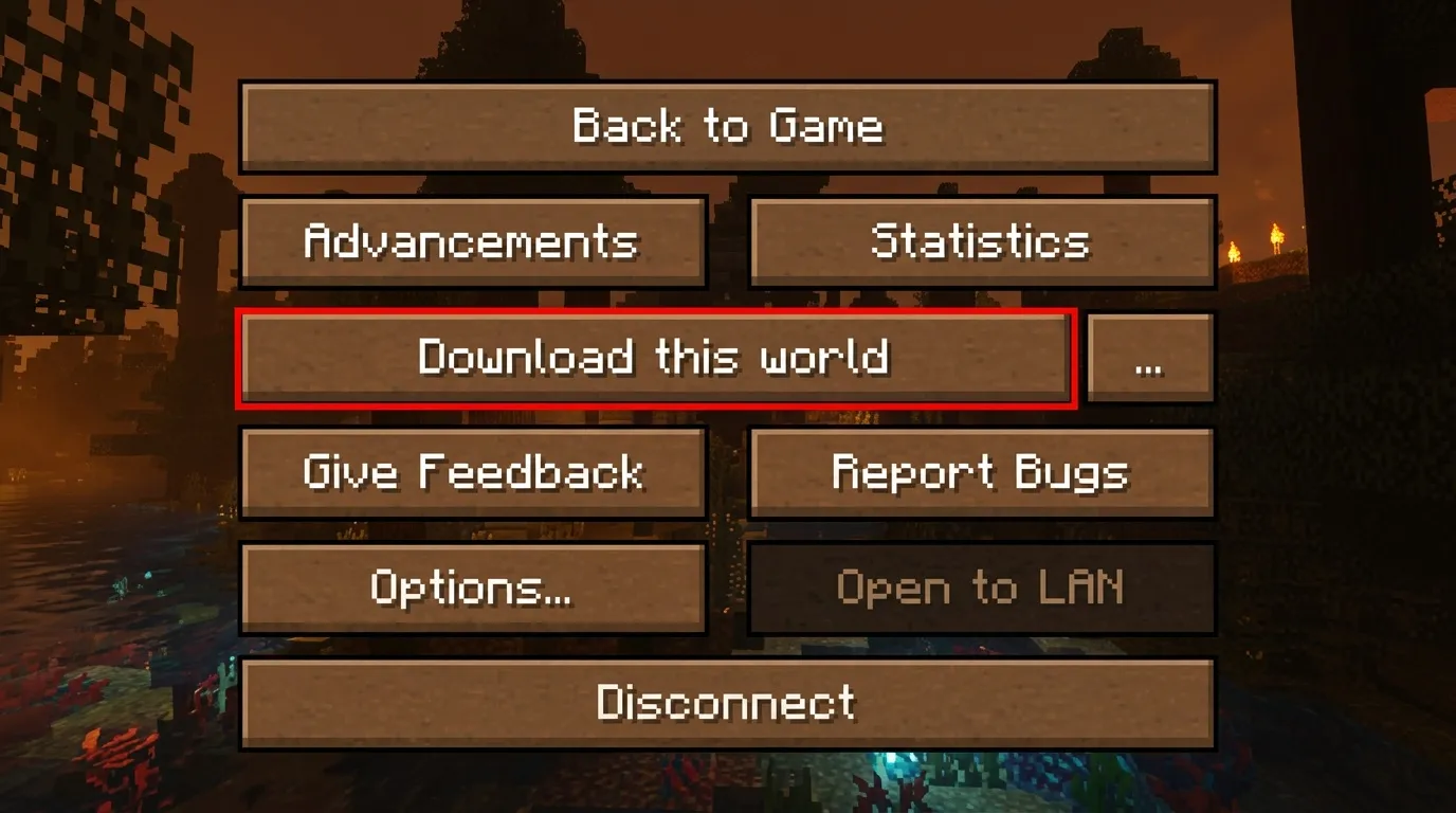 Interface de jeu Minecraft avec options de monde en ligne