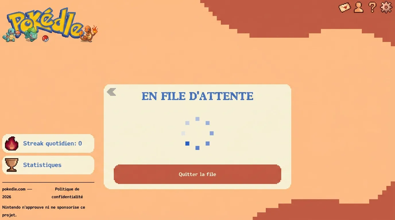 Écran de chargement du jeu Pokedle avec indicateur d'attente