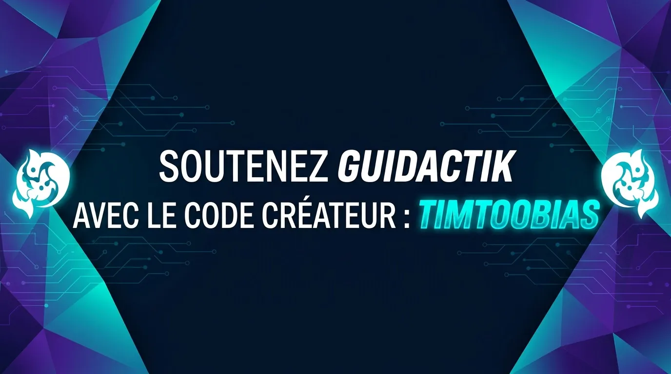 Bannière promotionnelle Guidactik avec code créateur Timtoobias