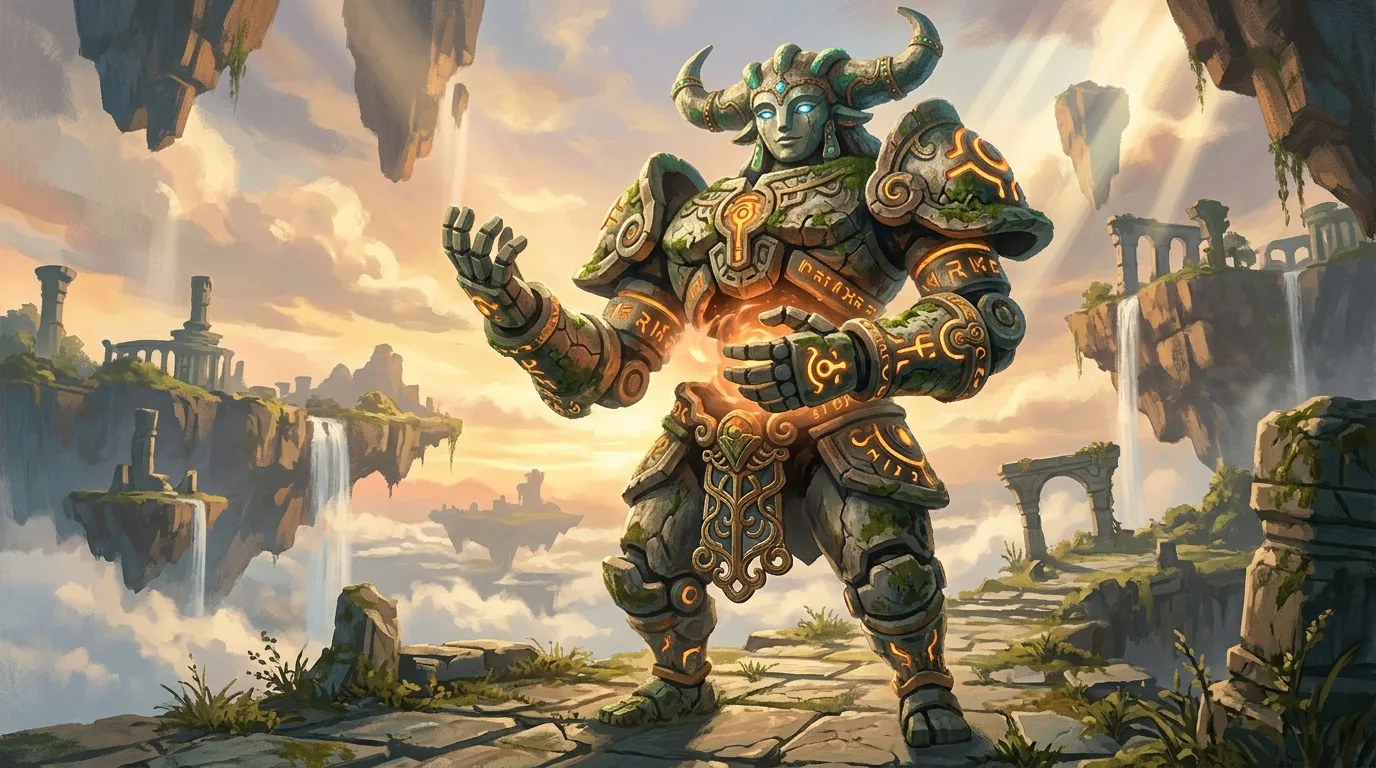 Créature mythologique géante armée dans ciel fantastique