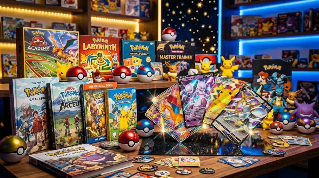 Vaste collection Pokémon avec jeux, cartes, figurines et accessoires